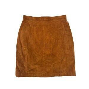 Phoenix Vintage 80's Brown Suede Leather Mini Skirt Western Made in USA Cowgirl